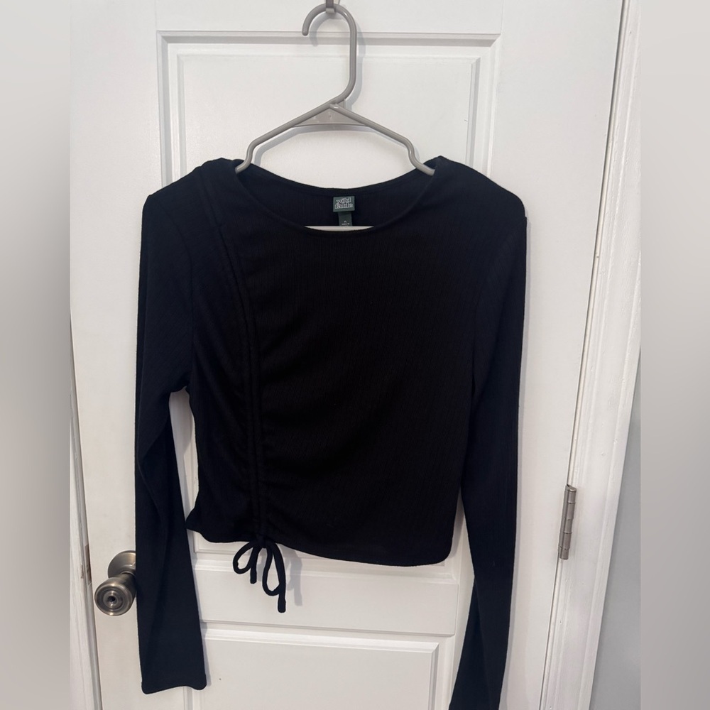 Wild Fable Black Long Sleeve Top with Side Tie